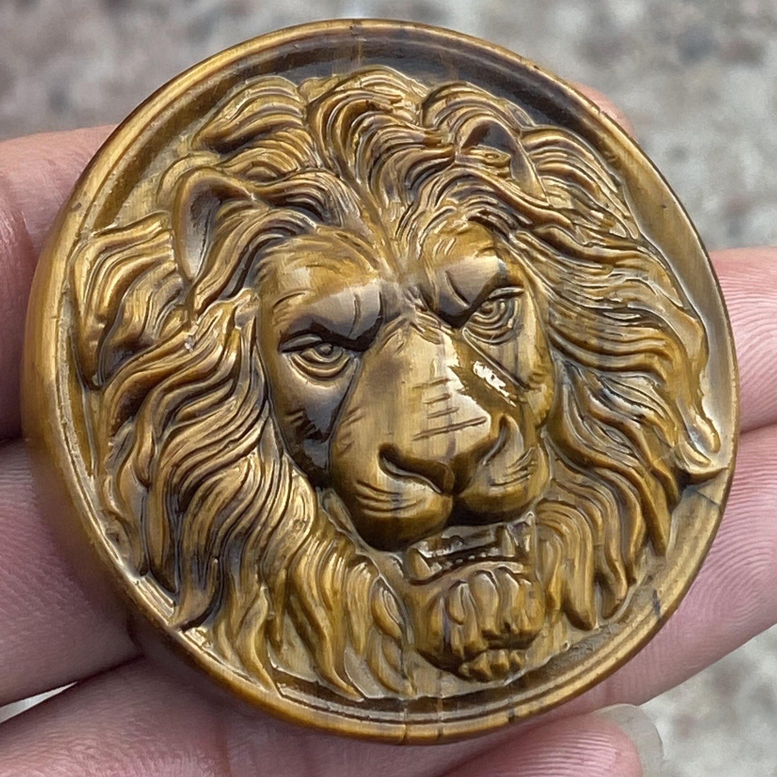 A++Natural Tiger’s eye Quartz Hand Carved Lion Skull Crystal Reiki healing 1pc