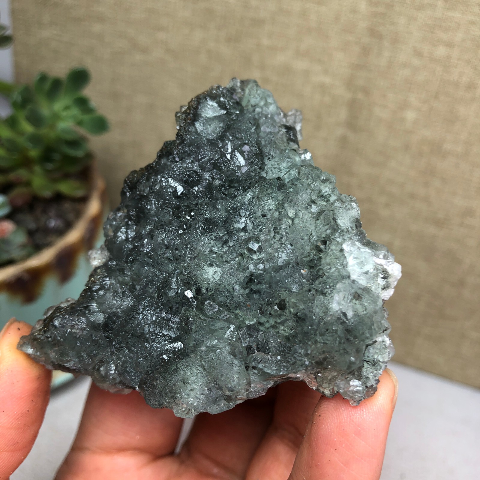 78g NATURAL Green Cubic FLUORITE Crystal Cluster Mineral Specimen A4734