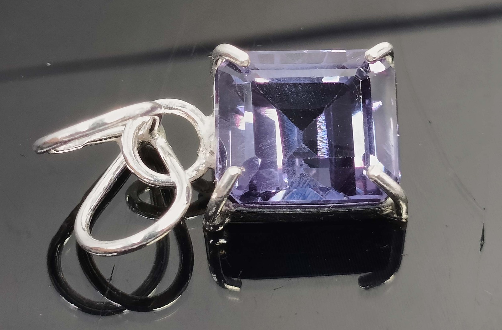 17.40 Ct Natural Blue Alexandrite Emerald Shape 925 Pendant Silver IGL Gems 6AHO
