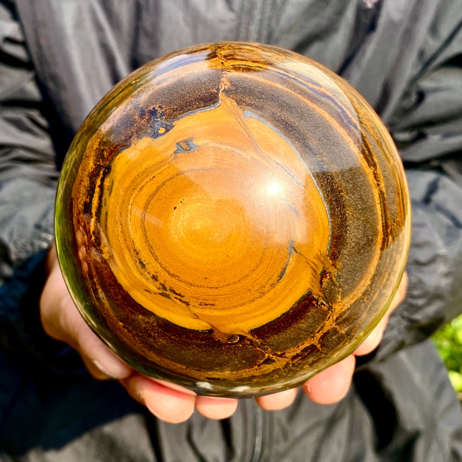 4.03LB Large Natural Tiger Eye Stone Crystal Ball Quartz Healing Sphere Décor