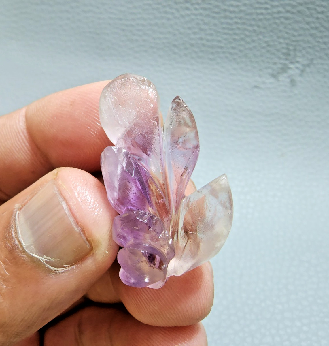 32 Crt Pretty Purple Ametrine Flower Shape Carving Stone Jewelry Making Gemstone