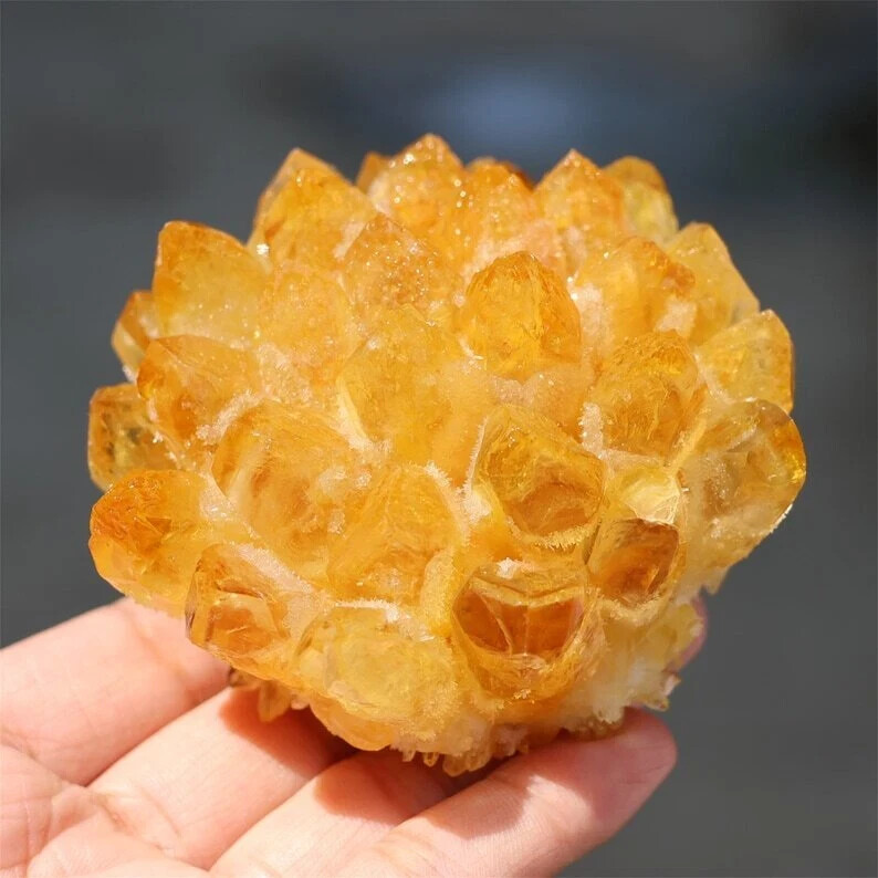Natural Citrine Phantom Quartz Geode Phantom Cluster Specimen Ornament Decor