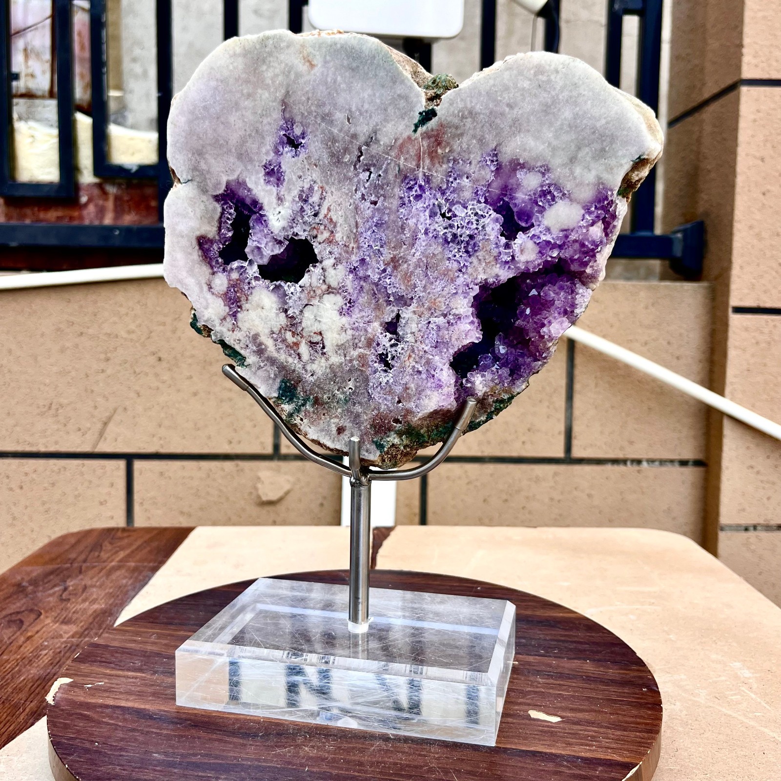 9.53LB Natural purple pink crystal raw ore hand carved heart-shaped healing