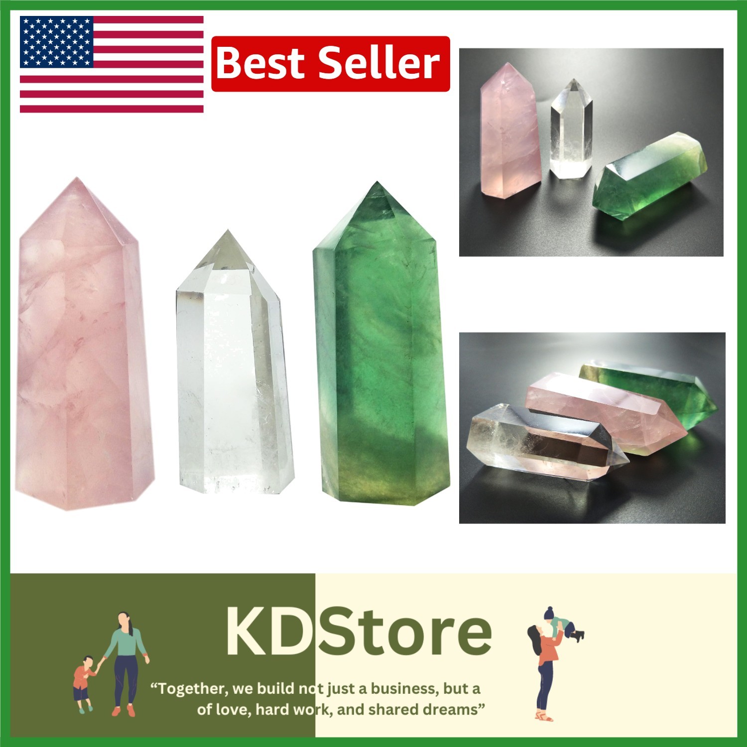 Rose Quartz & Clear Quartz 3-Piece Crystal Wands – Perfect Gift for Mother’s Day