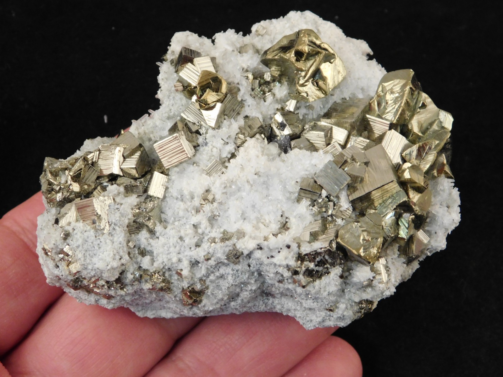 AAA PYRITE Crystal CUBE Cluster with Little QUARTZ Crystals Peru 143gr