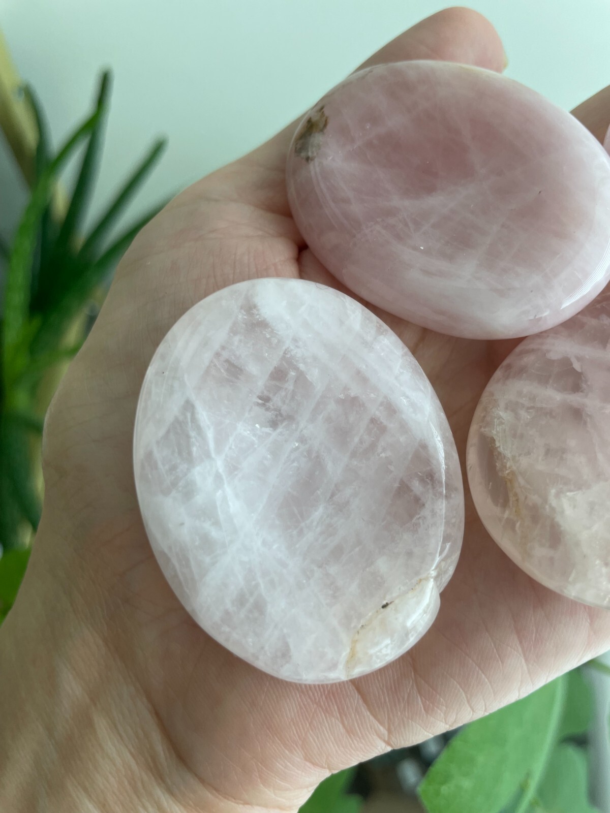 ONE Rose Quartz Palm Worry Stone (Intuitive Pick) – Approx. 2″ long