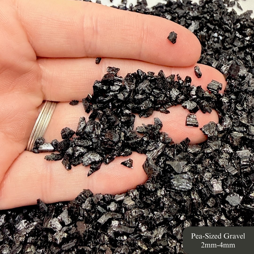 Crushed Black Tourmaline A+ Chips, 2mm-4mm, for Orgone Pyramids, Resin Art