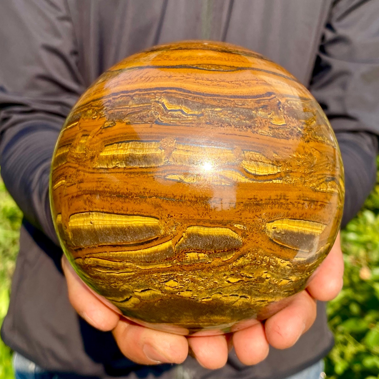 4.47LB Large Natural Tiger’s Eye Ball Quartz Crystal Sphere Gem Healing Décor