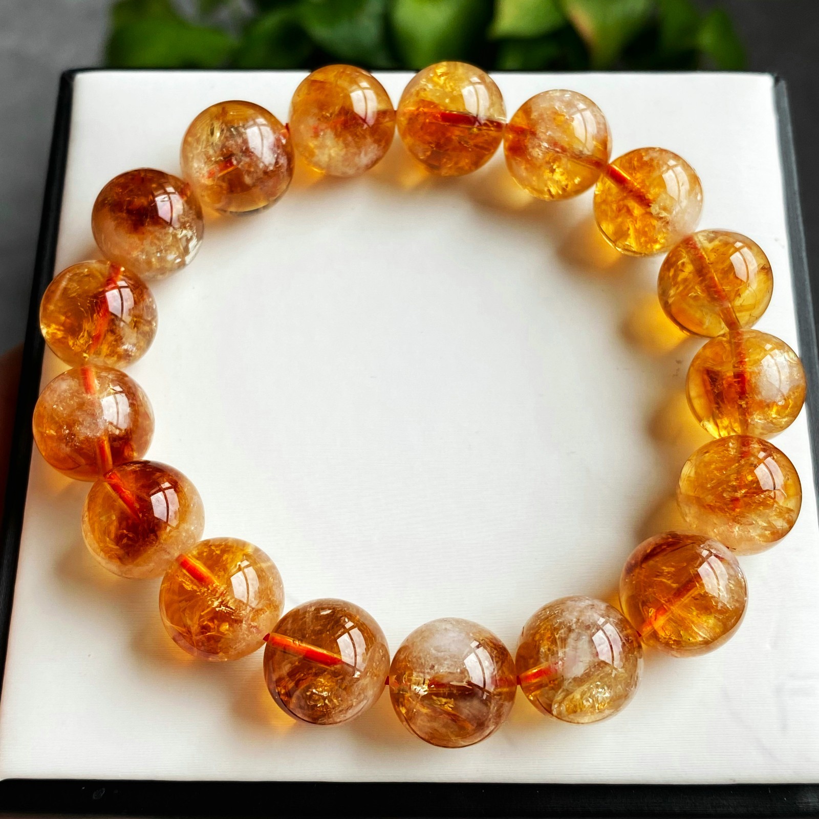 13mm Natural Yellow Citrine Quartz Crystal Beads Bracelet AAA 2880