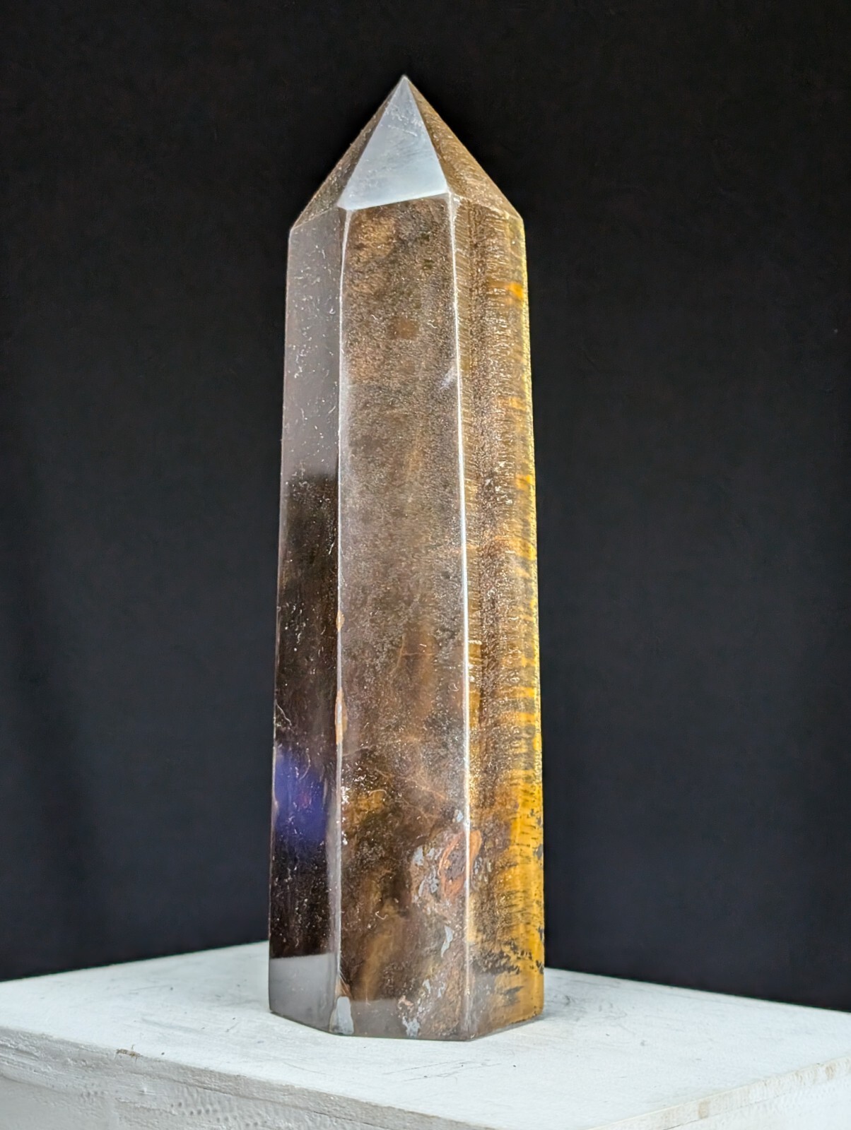 Tiger Eye Tower Crystal Gemstone Large Big Tall Point Chakra