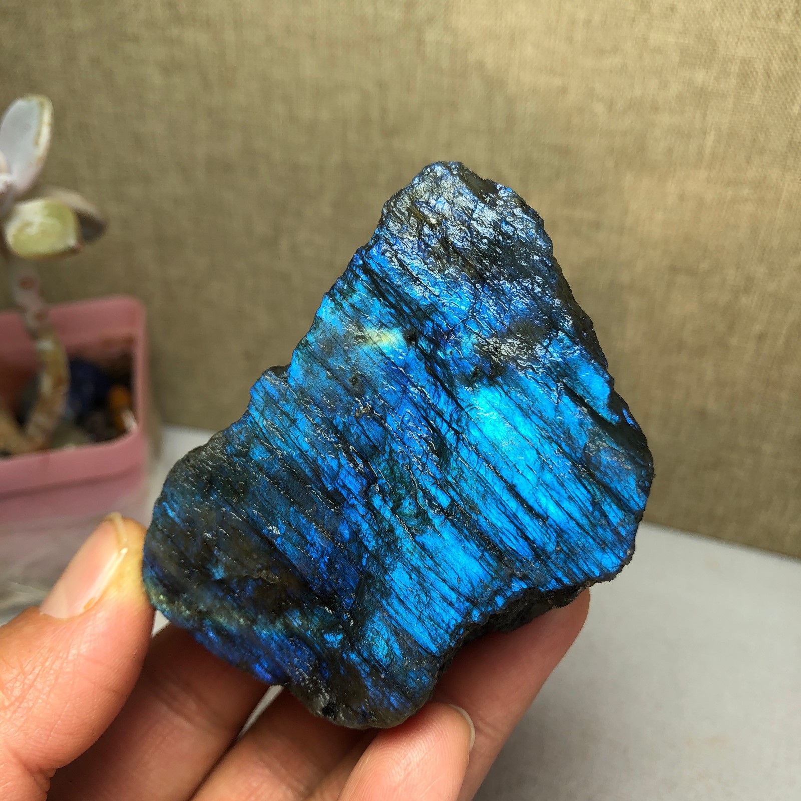 68mm Natural Labradorite Crystal gemstone rough original Specimen 173g A2623