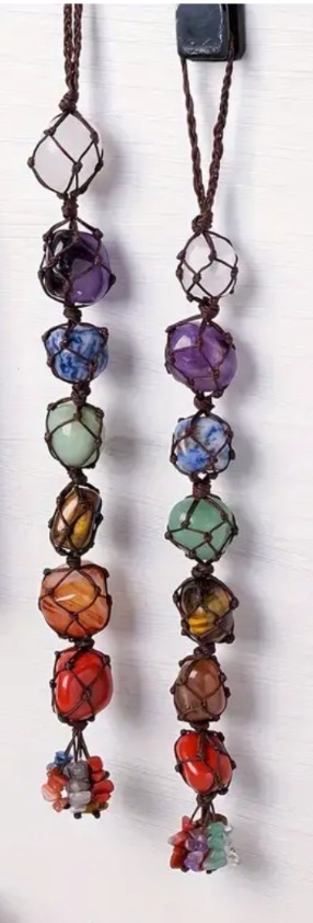7 Chakra Natural Crystal Decorative Hanging Reiki Healing Tumbled Stone