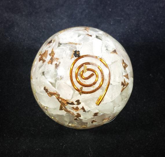 MEDIUM (40-50mm) ROSE QUARTZ ORGONE GEMSTONE SPHERE ORGONITE SPHERE