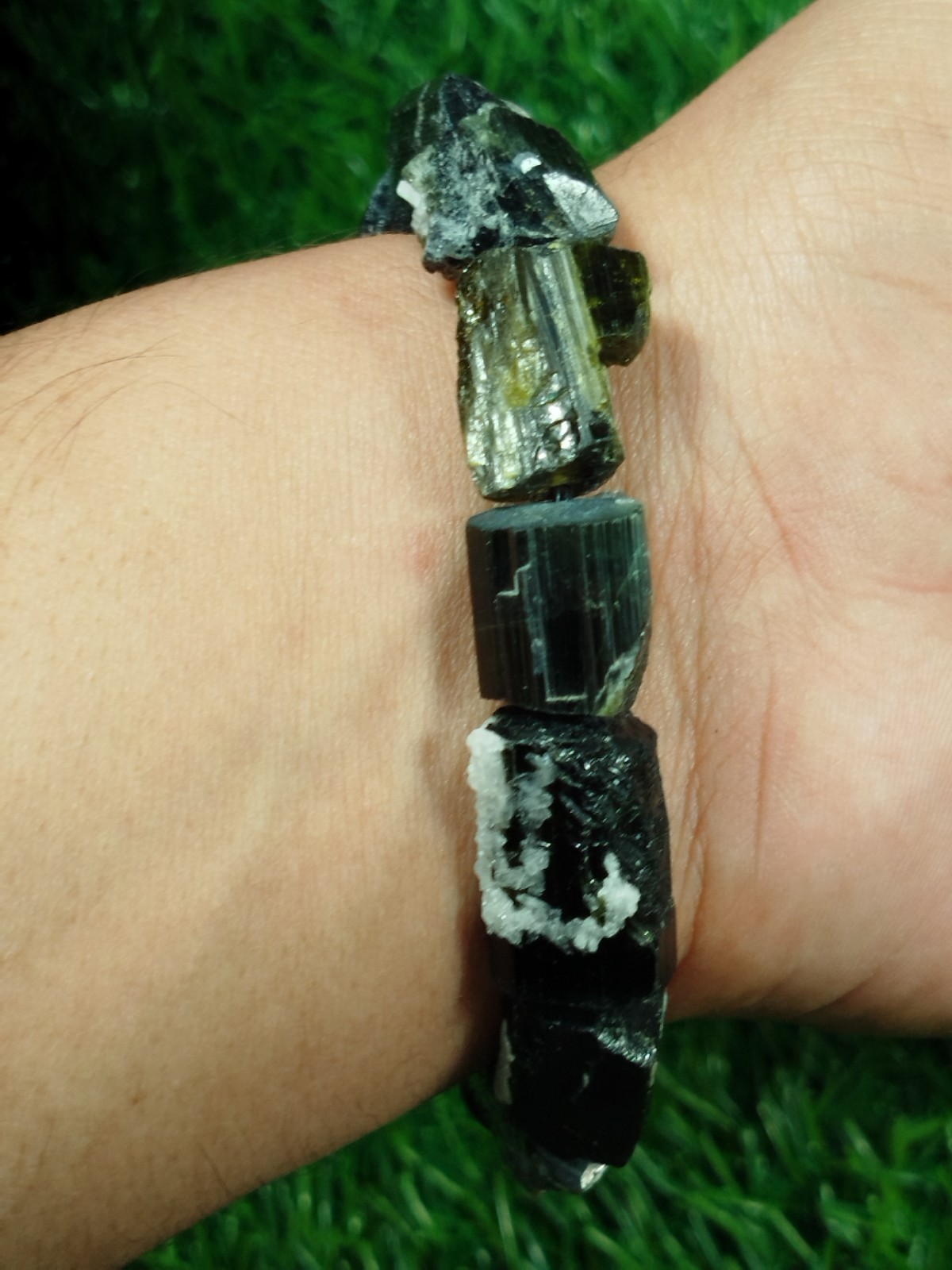 52 Grams Green Cap Tourmaline Stackable Bracelet From Skardu Pakistan