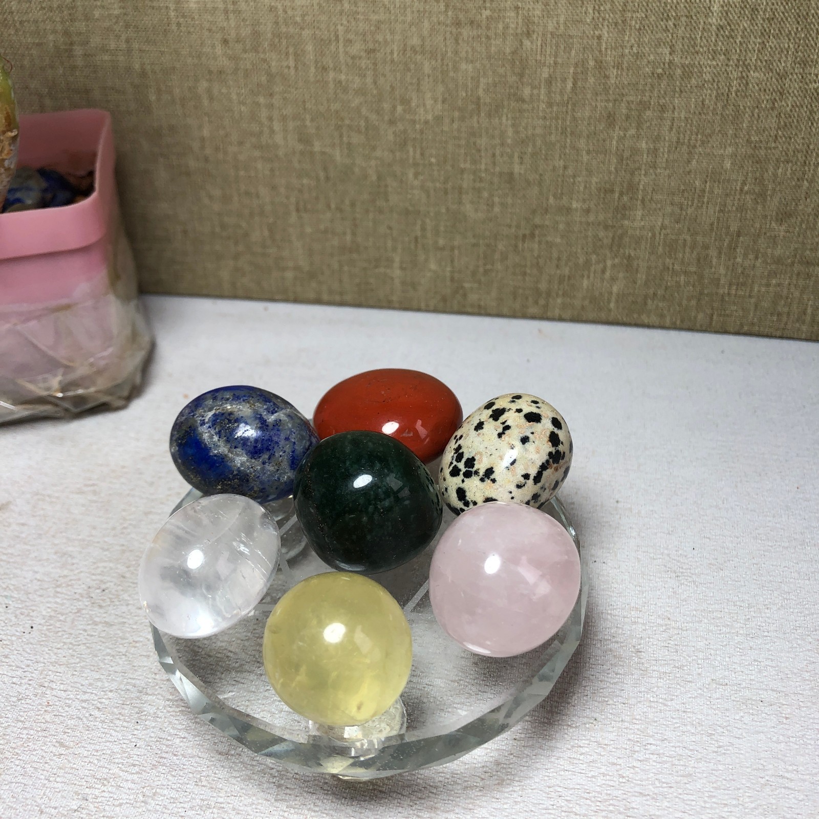 Natural seven different types of crystals Seven Star Array Specimen Base A3024