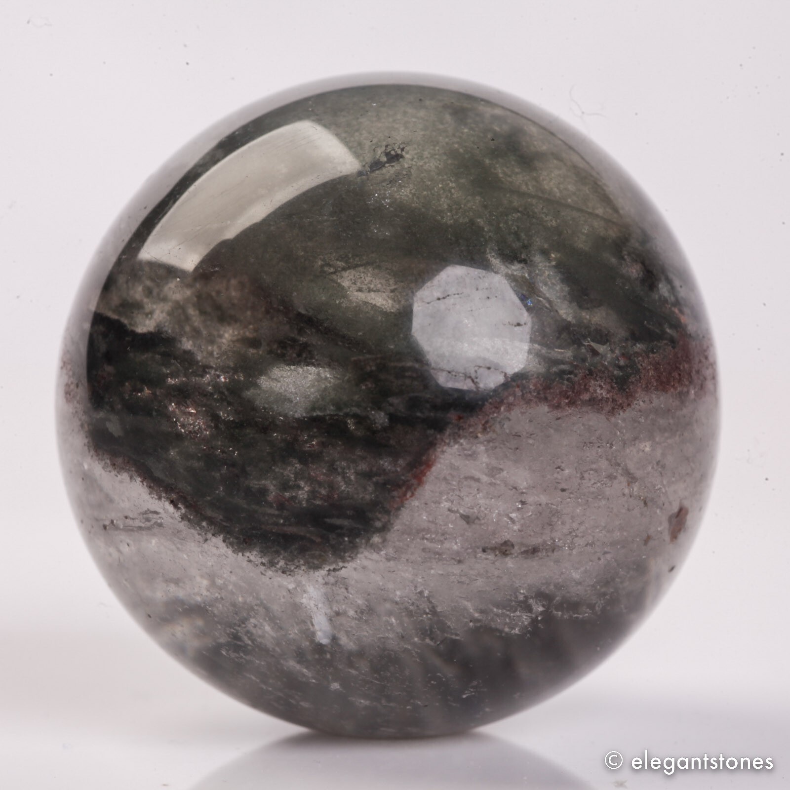 61g35mm Natural Garden/Phantom/Ghost/Lodolite Quartz Crystal Sphere Healing Ball