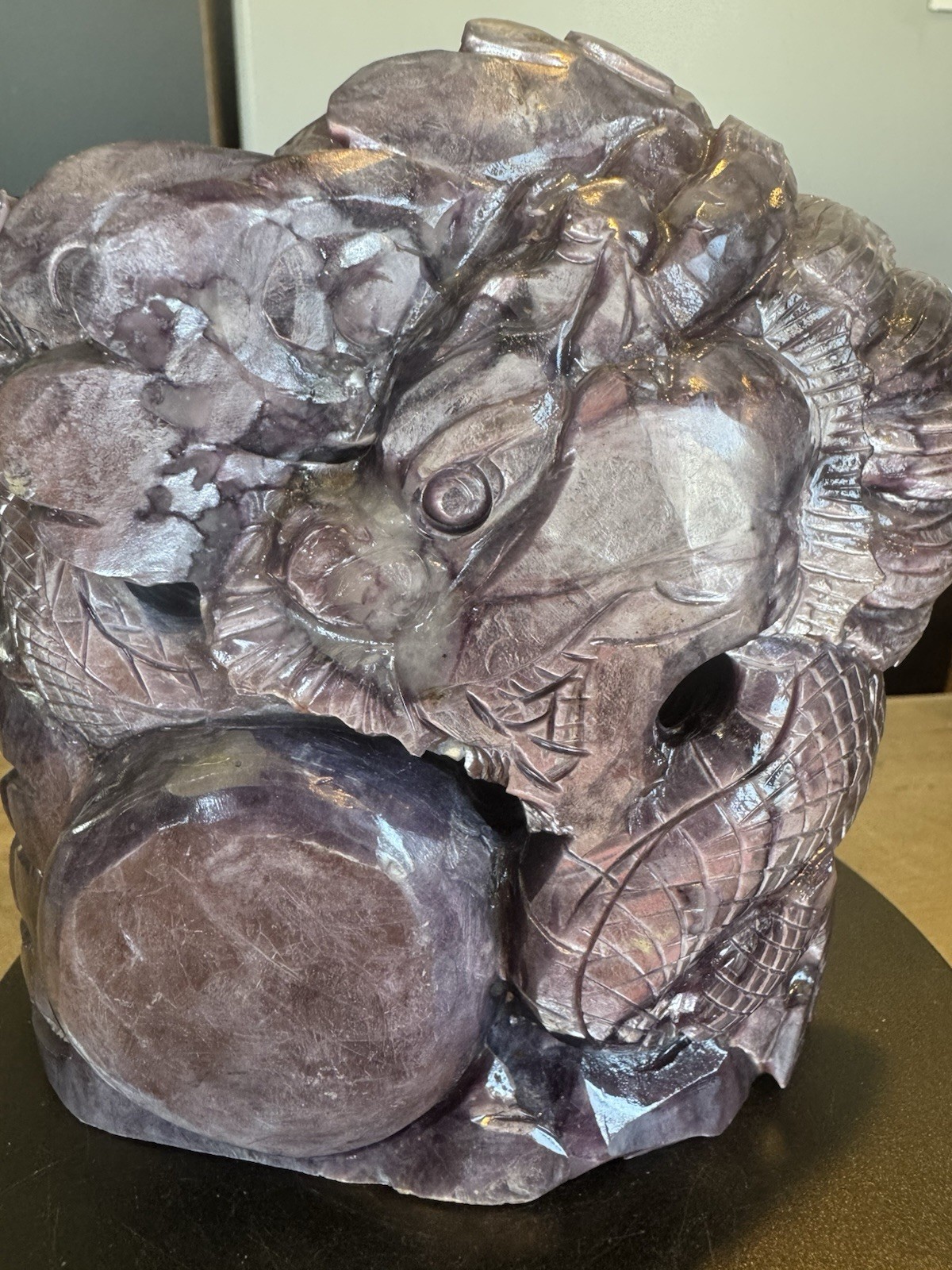 Purple Mica Crystal Carved Chinese Dragon 2.5 lbs