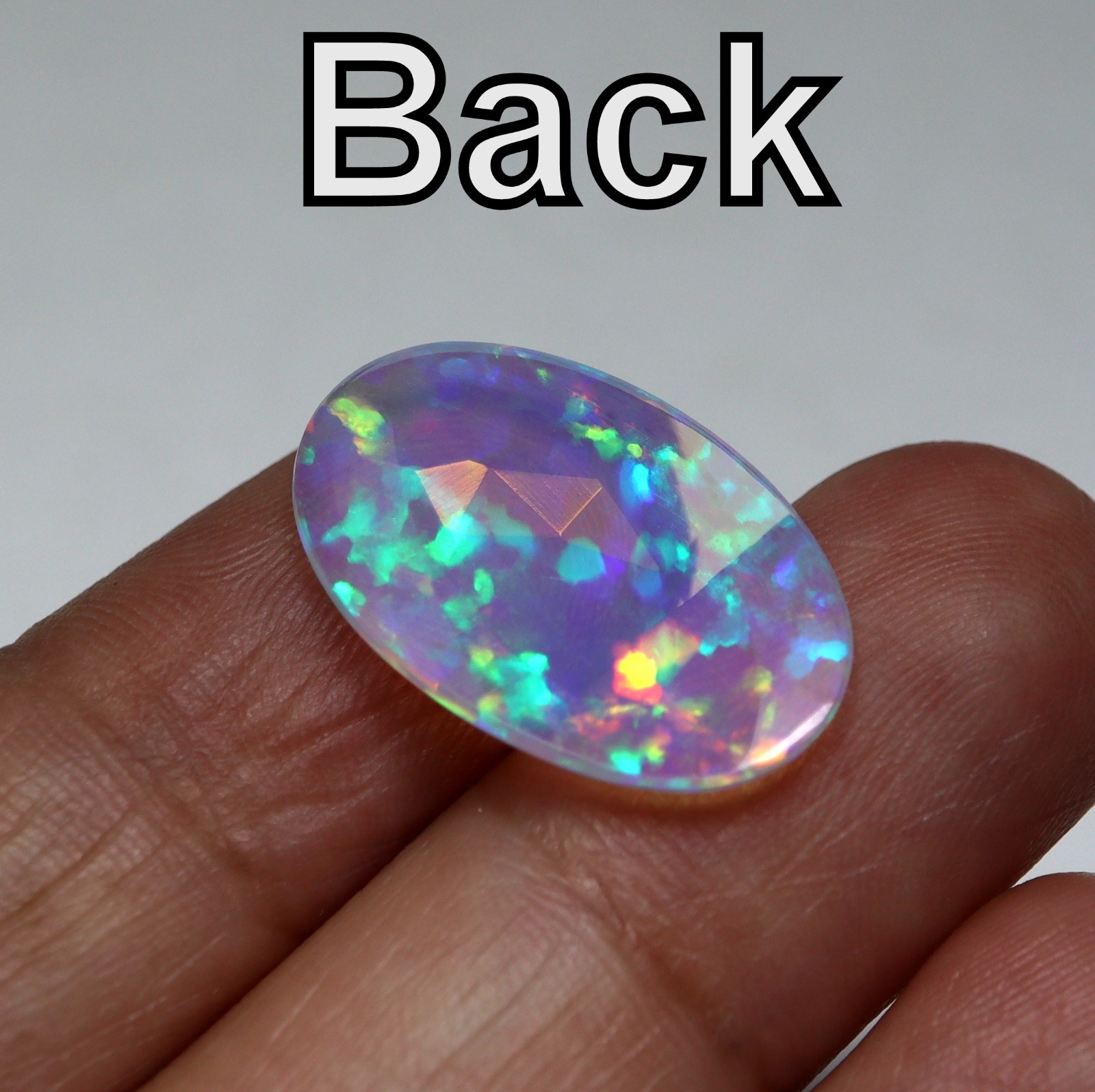 21.3×13.mm Rose Cut AAA Oval Natural Ethiopian Opal, 4.5Ct Rainbow Fire Gemstone