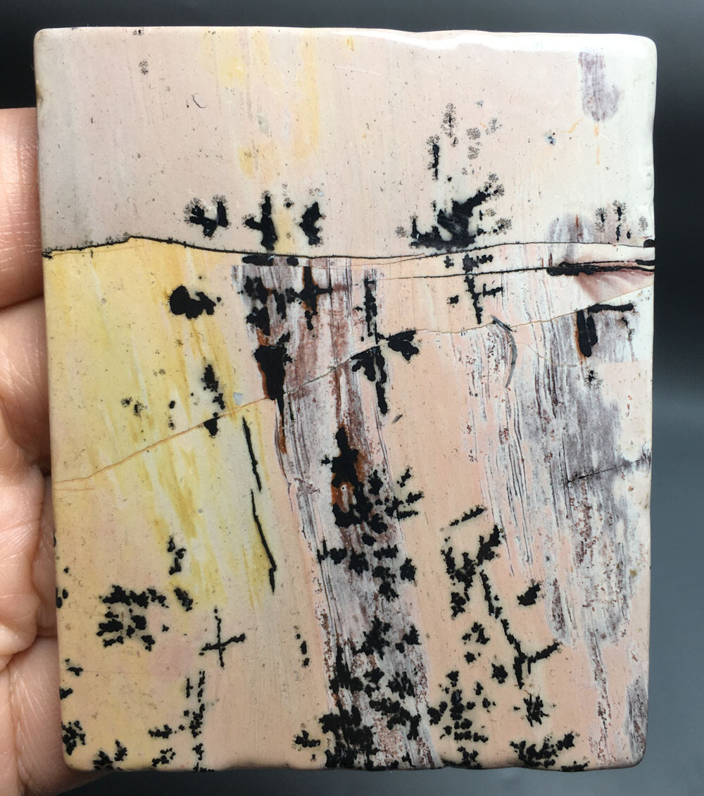 101g NATURAL dendritic traditional paiting slab QUARTZ CRYSTAL slab HEALING