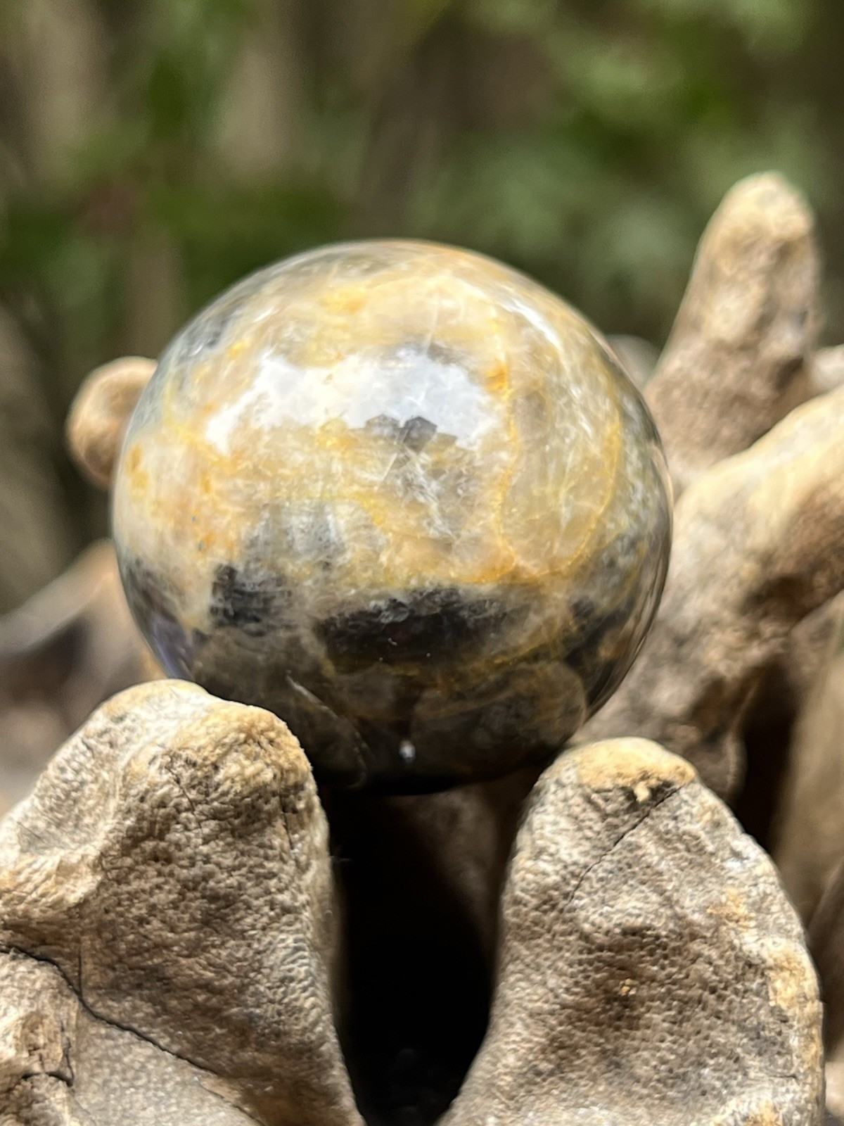 Black Moonstone Crystal Ball / Intuition / Empathy / Calming AAA+ 69g 37mm 23