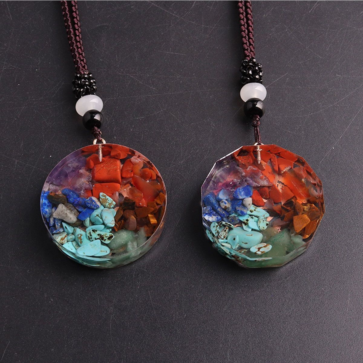 Amethyst Orgonite Pendant Natural Crystal Healing Chakra Energy Orgone Necklace