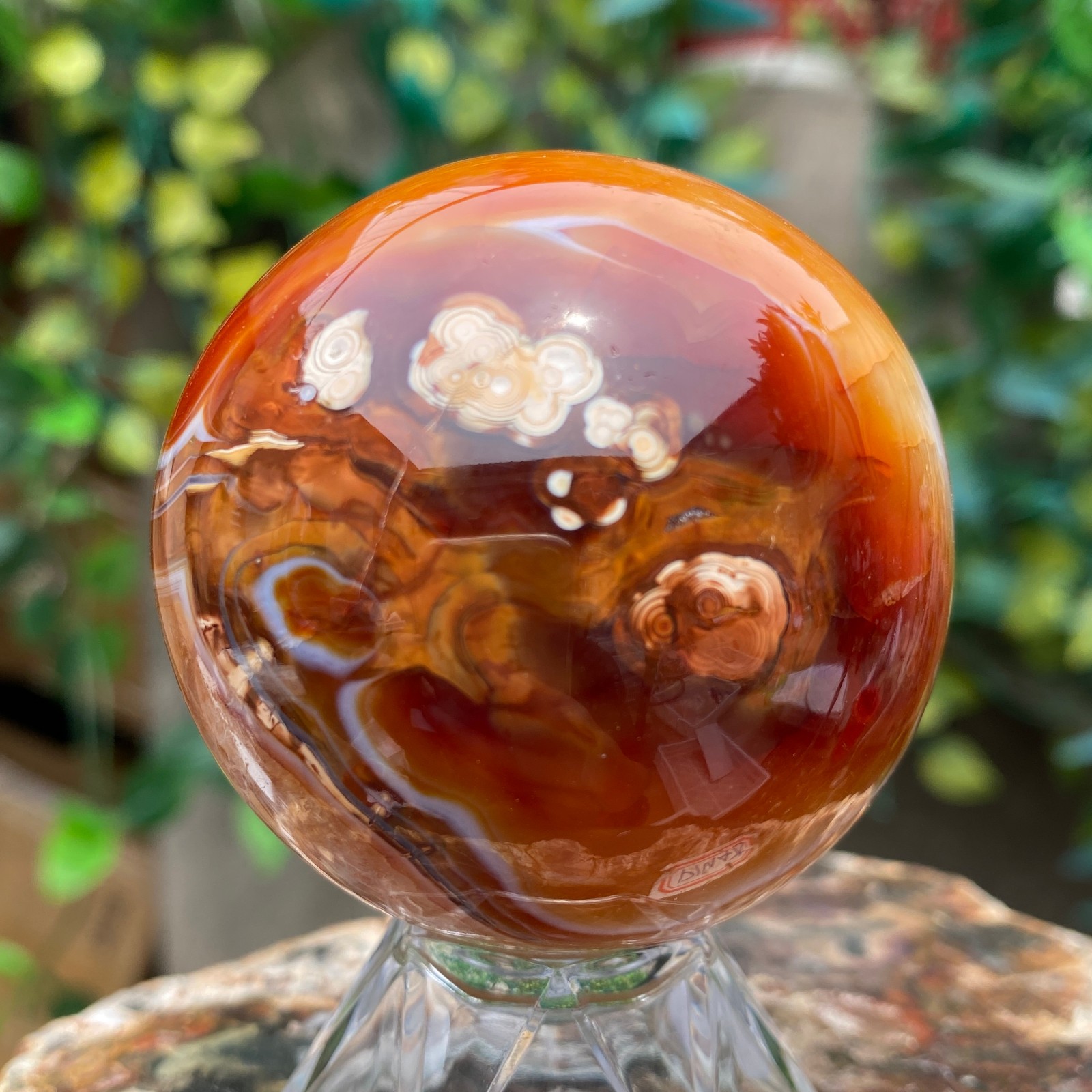 290g Natural red striped agate crystal ball mineral specimen Sphere