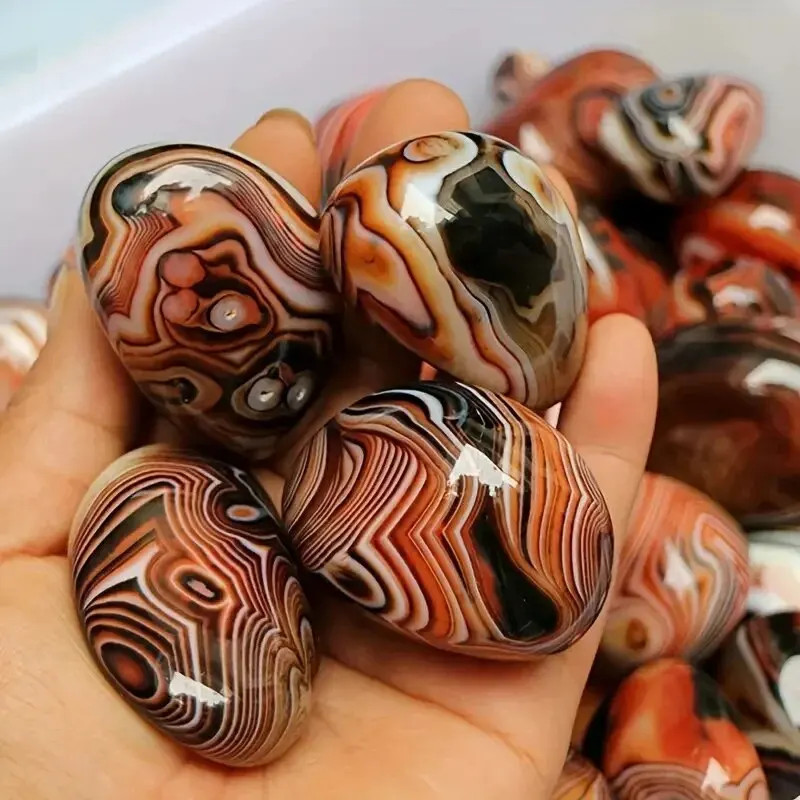 Big Silk Agate Raw Stone Handle Piece No Engraved Pebbles Raw Stone Grab Piece