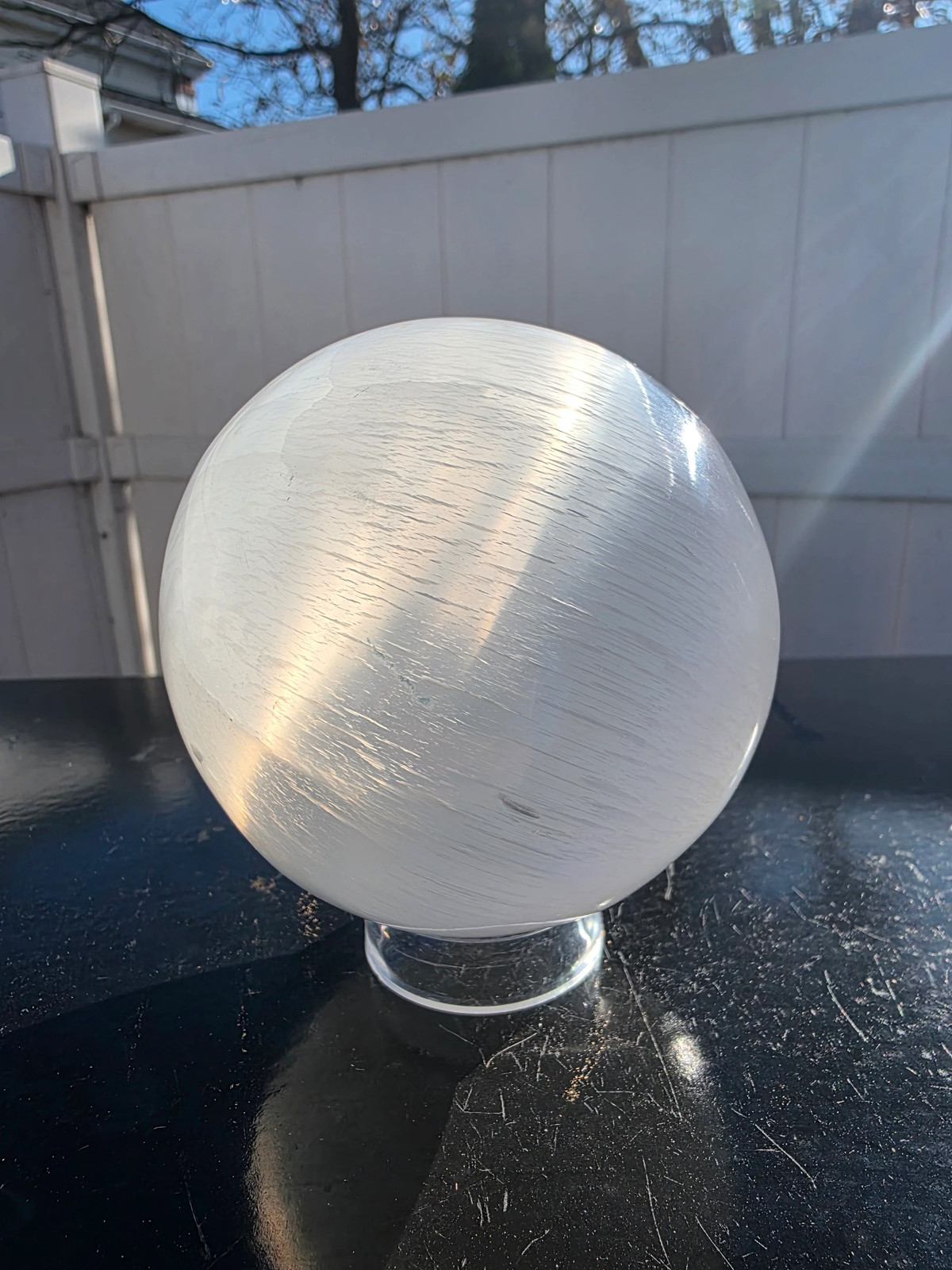 Jumbo selenite sphere with led light! 2.8 pounds, 95mm, 3.7 inches