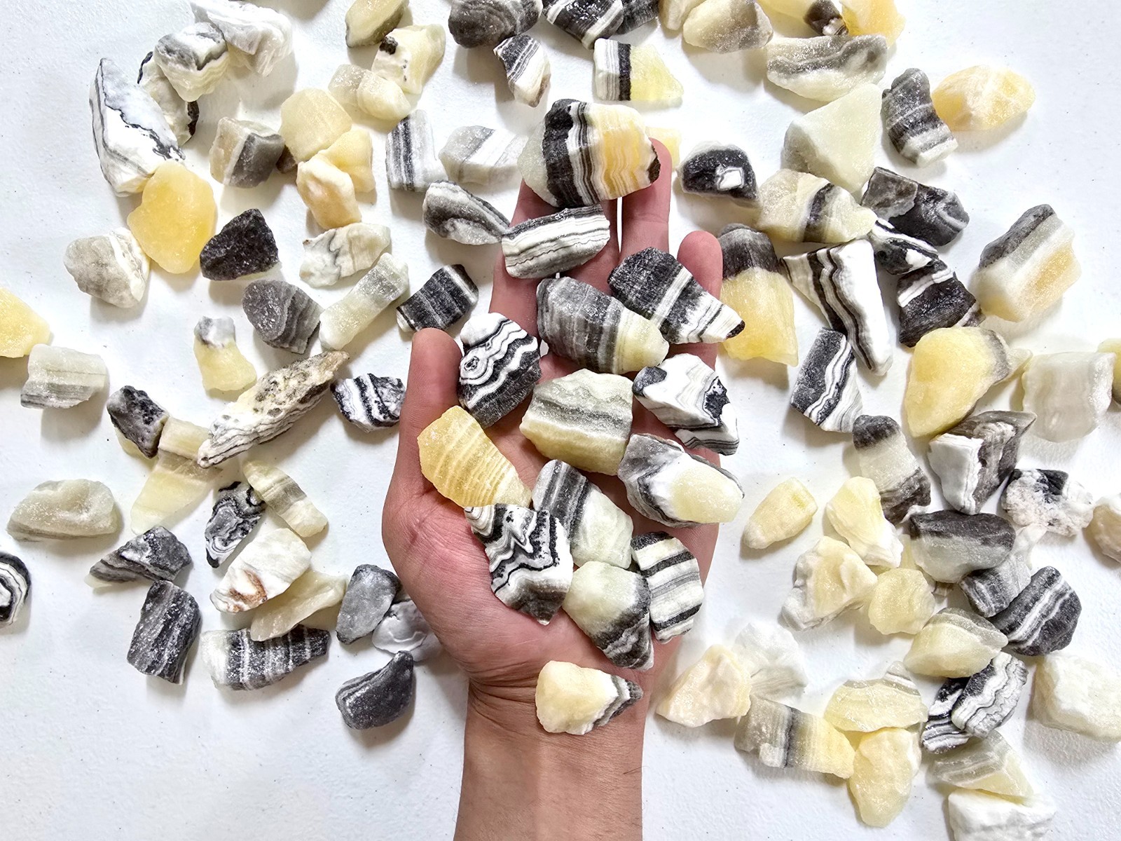 Zebra Calcite Crystals Raw Rough Stones Chunks Bulk By Pound for Tumbling Décor