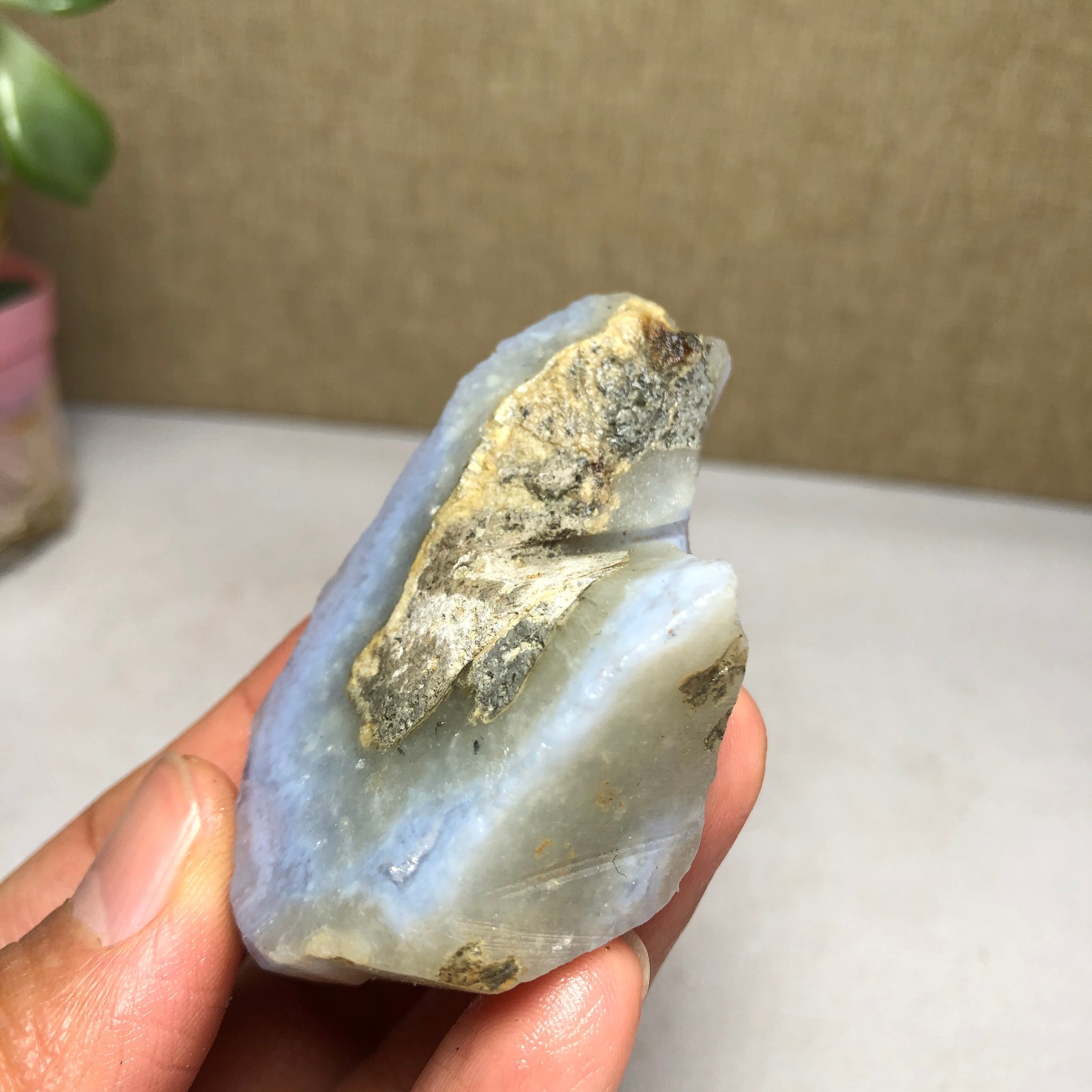 62-31-20mm Natural Blue chalcedony Crystal gemstone Rough Mineral Specimen A2162