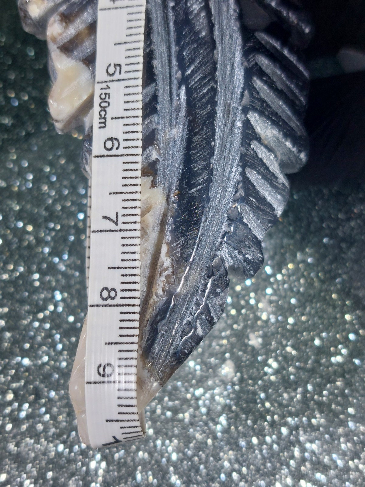 Volcano Agate Feather 78.6g 9.8cm w/ Stand – Grounding Stone (UV Reactive)