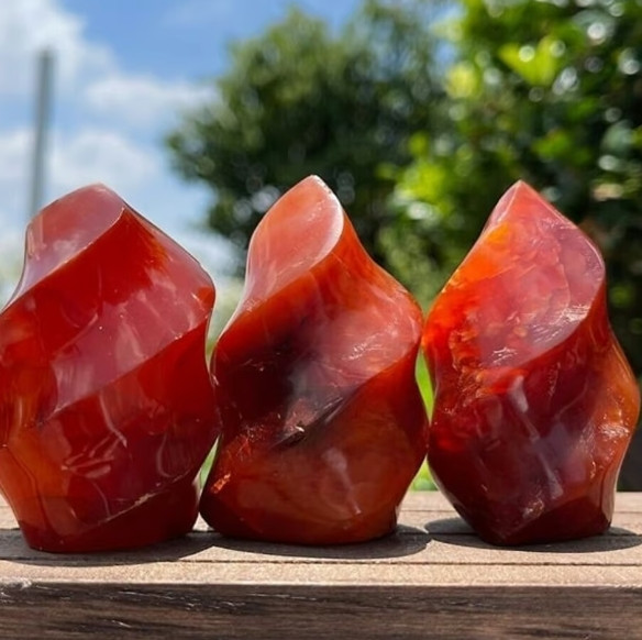 Natural Healing Red Agate Flame Carving Carnelian Tower Reiki Crystal Deco