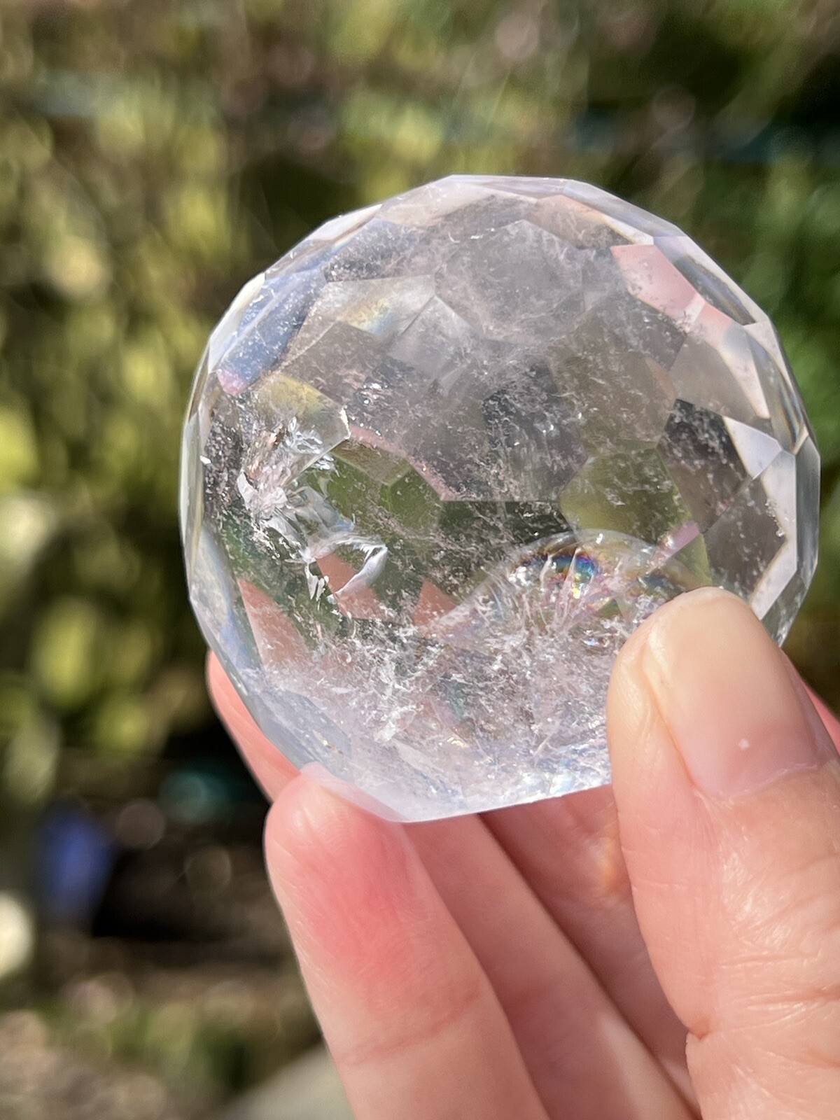 Clear Quartz Hand Faceted Large Crystal Ball AAA+ 48mm Diameter Freestanding 7