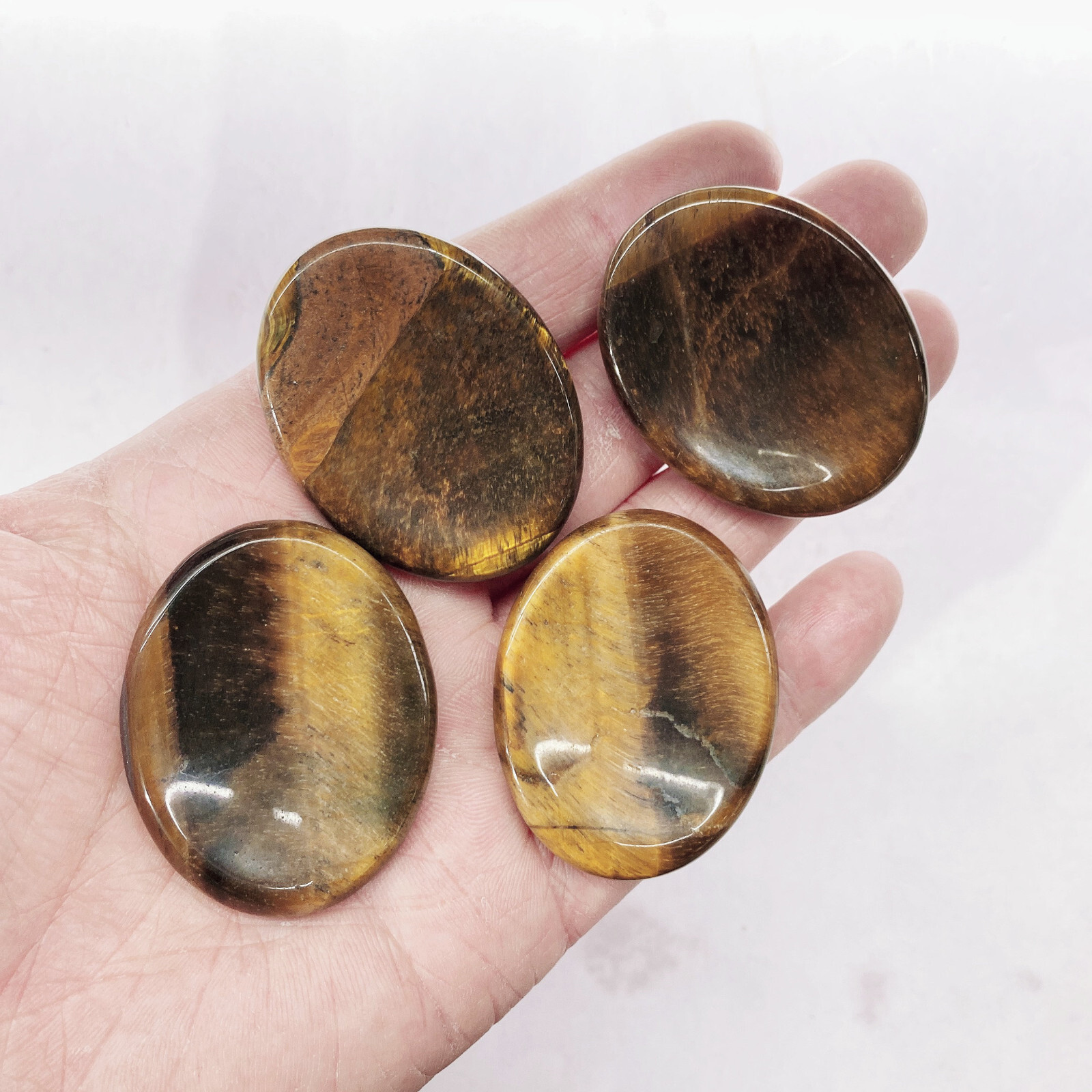 10pcs Natural Tiger’s-eye Worry Stone Palm Reiki Crystal Quartz Healing Decorate