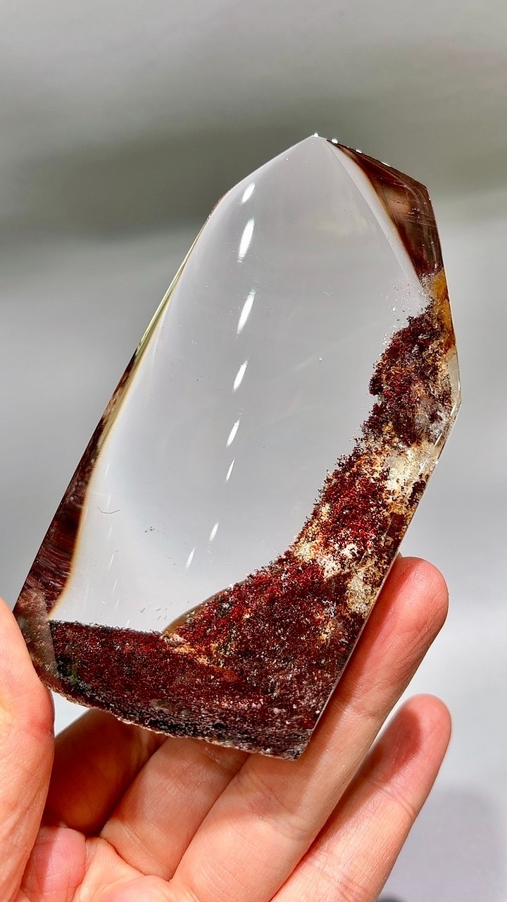 1.5LB Top Natural colorful ghost phantom Quartz Crystal Mineral specimen+base