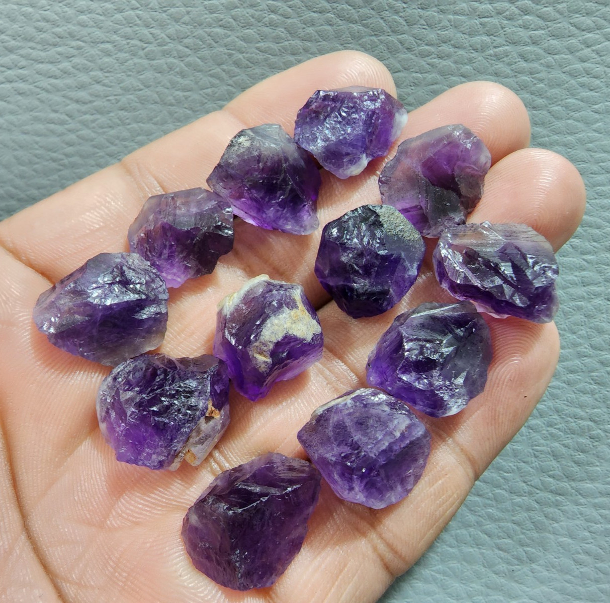 12 Piece Rare A+ Purple Amethyst Rough Crystal Raw Size 13-19 MM Jewelry Stones