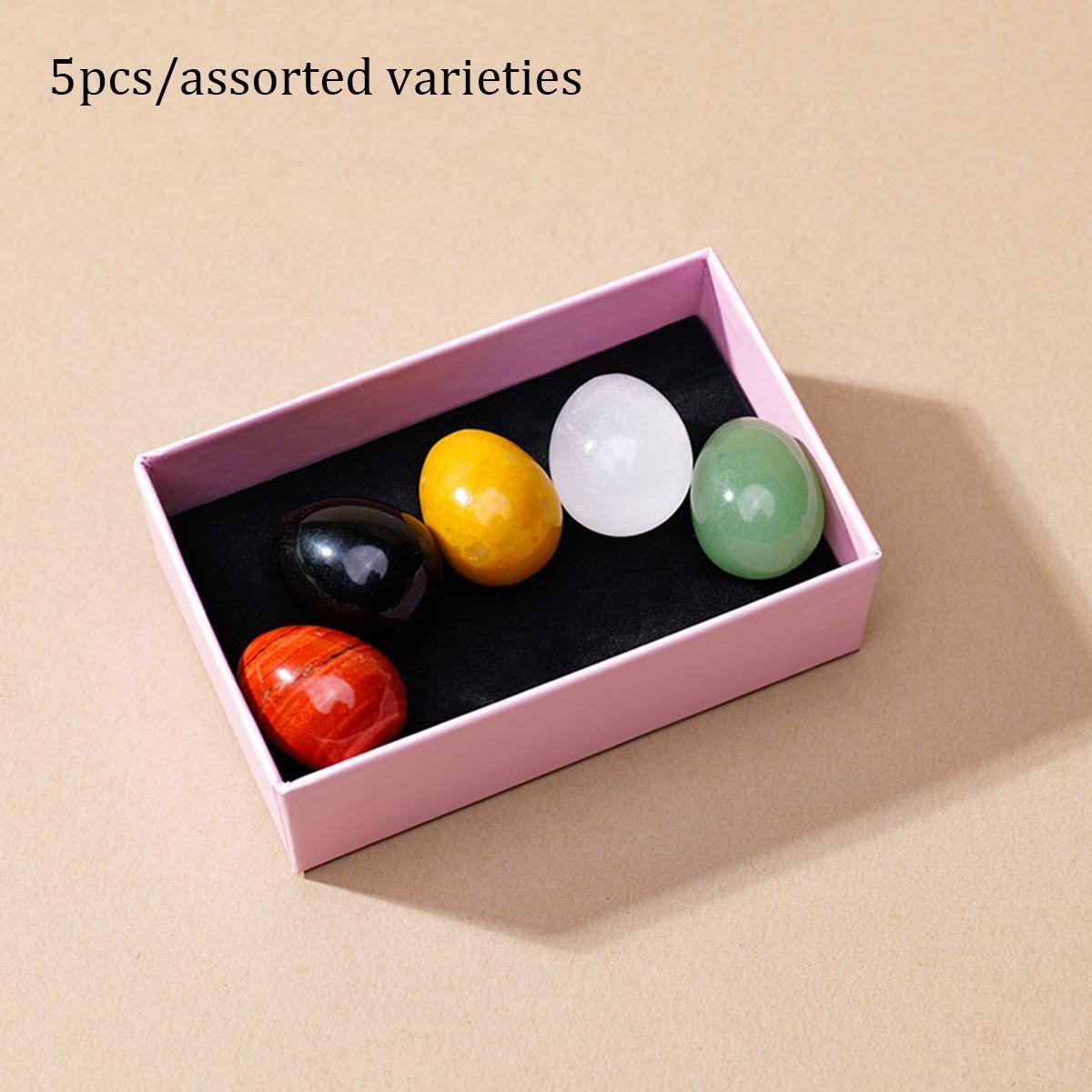 5/7/10pcs /box Natural Crystal Egg Stone Mini Polished Gemstone Jewelry Home Dec