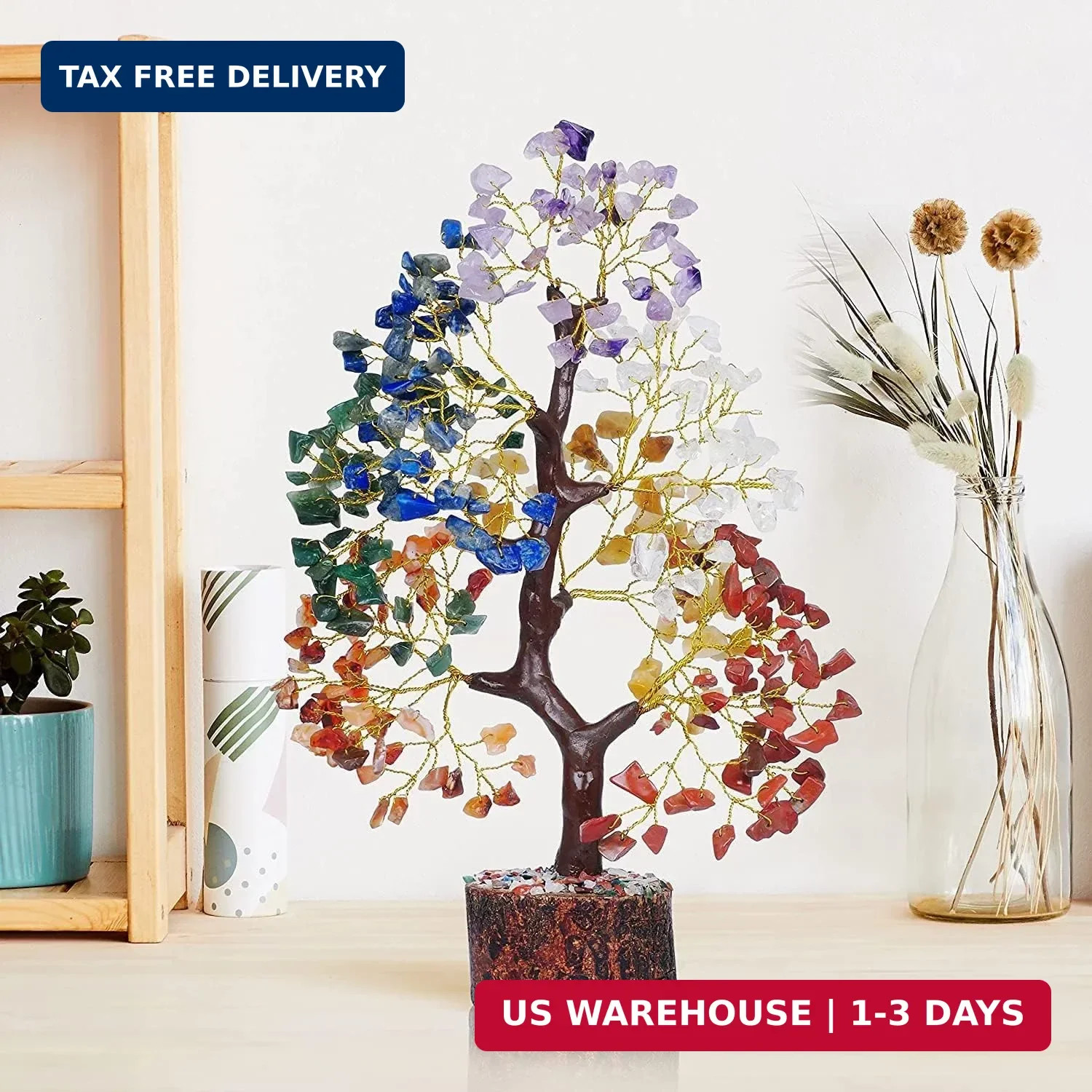 YATSKIA 7 Chakra Tree of Life – Crystals and Healing Stones | Birthday Gifts | C