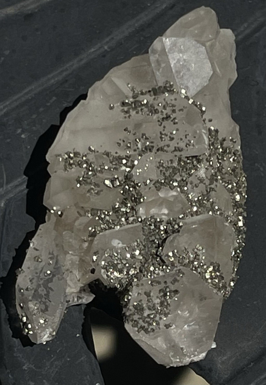 Quartz & Pyrite 2.7cen L X 3.5cen W X 3.3cen H 97.53 Grams China Free Shipping