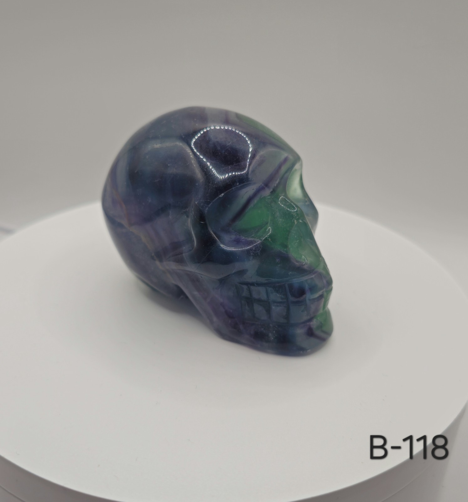Florite Crystal Skull 3×3.5in Natural Stone