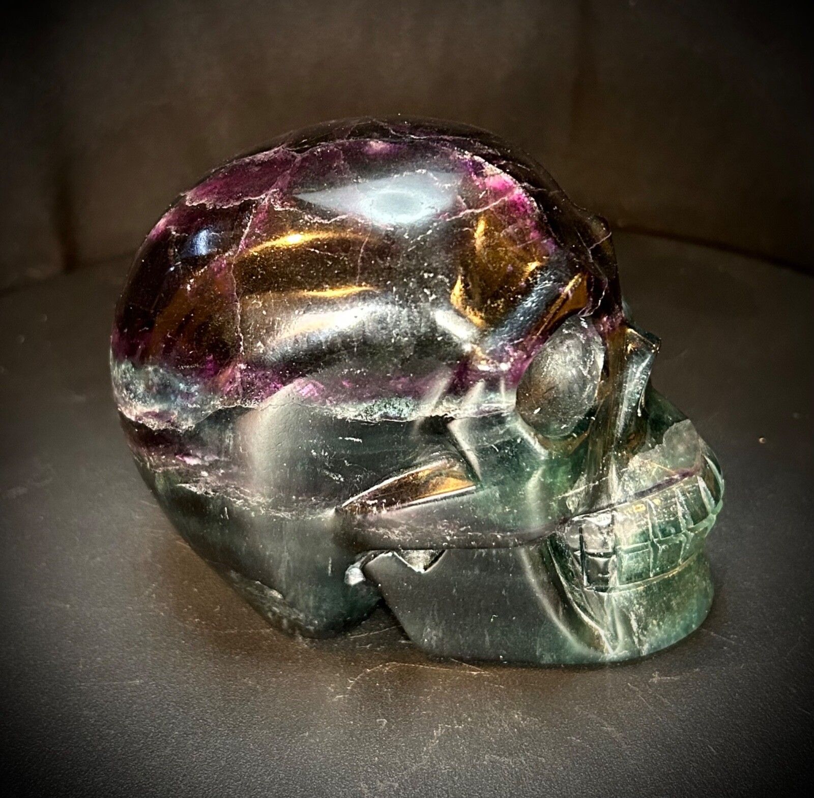 4.5″ Fancy Rainbow Fluorite Skull 2lb 11.8oz