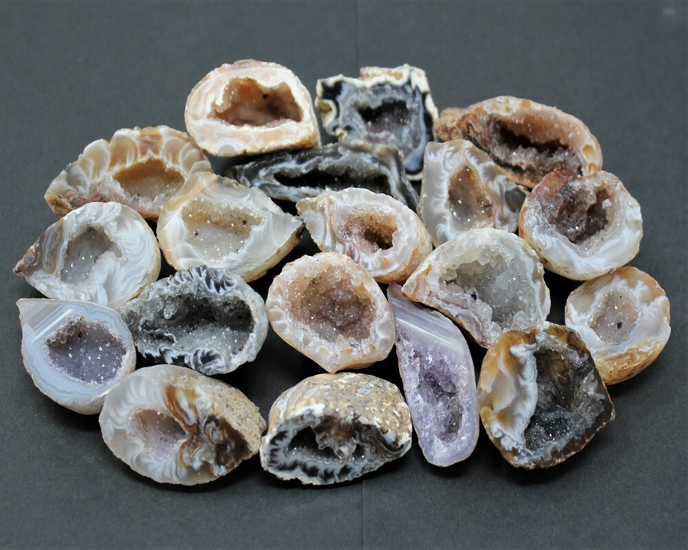 Small Oco Agate Geodes, Natural Crystal Druzy Halves, Bulk Wholesale Lots!