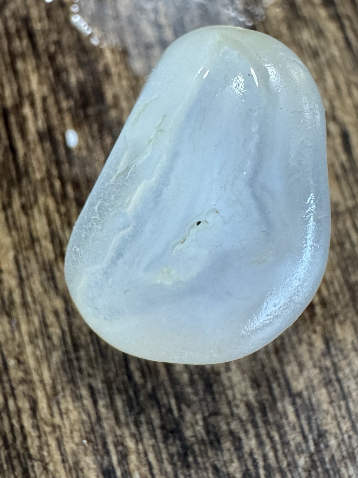 UnPolished Surf Tumbled Light Blue banded Agate Crystal Mineral Stone (1 Piece)
