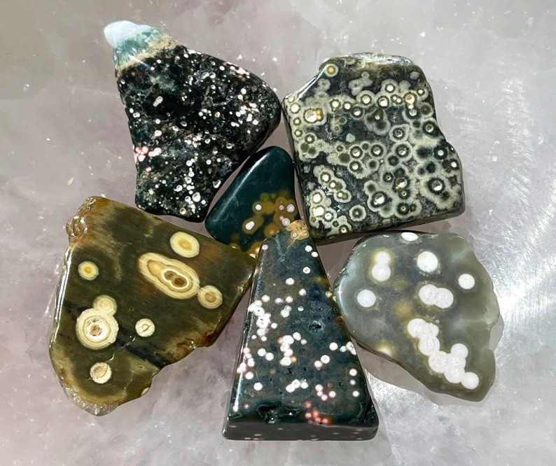 8th Vein Ocean Jasper Tumbles – Old Stock -Kabamby Ocean Jasper Rocks – lot Of 6