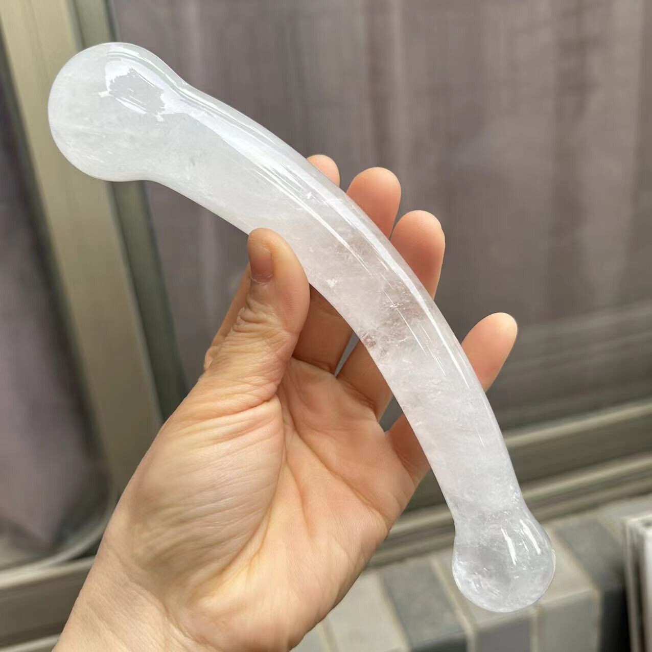 1PC Natural White Quartz Crystal Massage Penis Wand Gemstone Yoni Healing