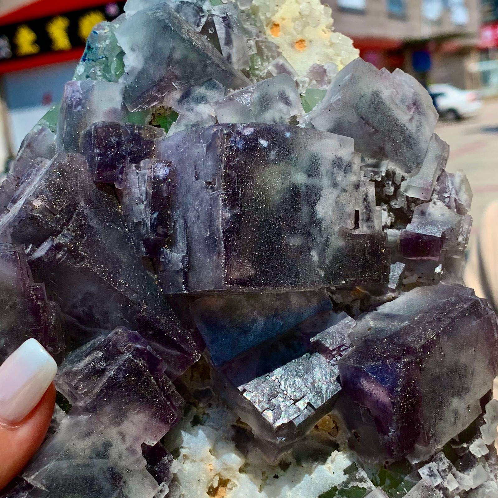 11.41LB Rare Purple Green cubic fluorite mineral crystal sample/Zhejiang, China