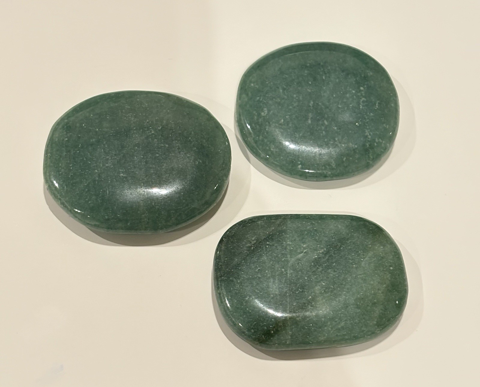 Lot Of 3 Dark Green Aventurine Crystal Palm Stone Worry Stone Reiki Meditation