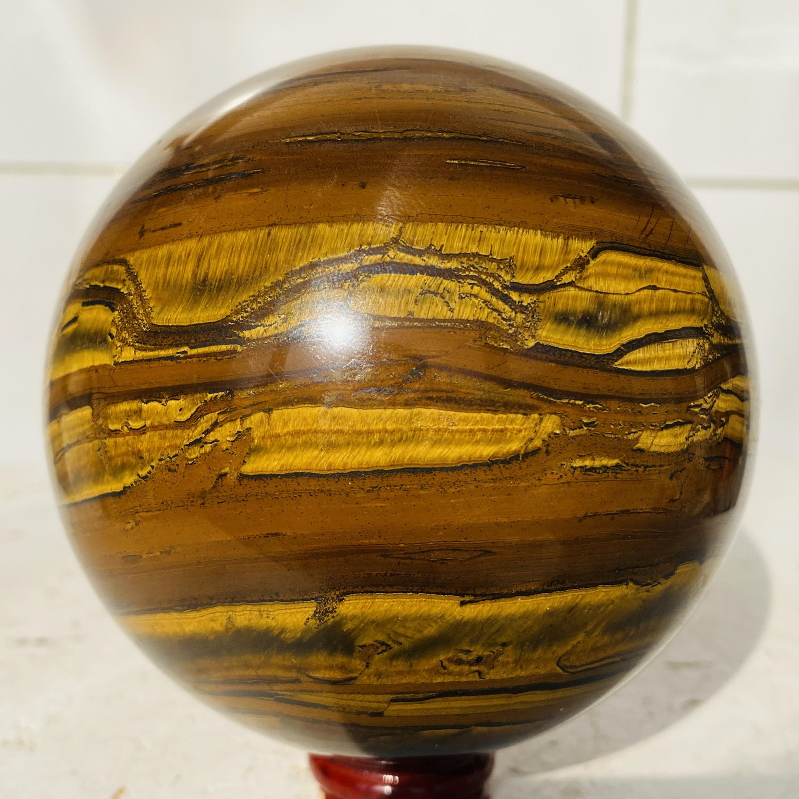 Natural tiger’s eye ball quartz crystals sphere gem reiki healing 1520g