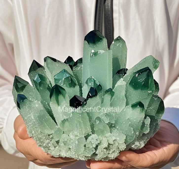 2025Rare Large Green Phantom Quartz Cluster Raw Natural Geode 200g-1000g Reiki