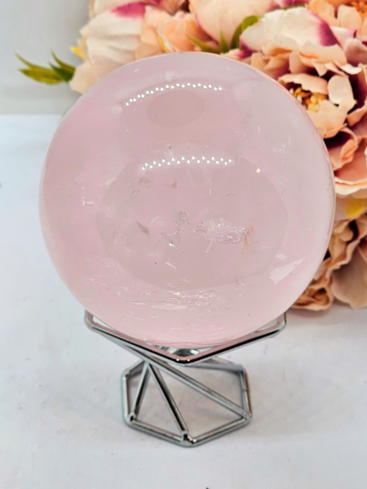 XL Large Rose quartz Sphere love healer self love pink 638g 6.8cm